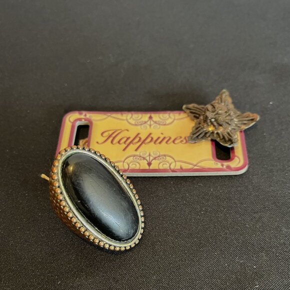 Black Onyx Cocktail Ring - size 8-1/2 - Picture 1 of 9